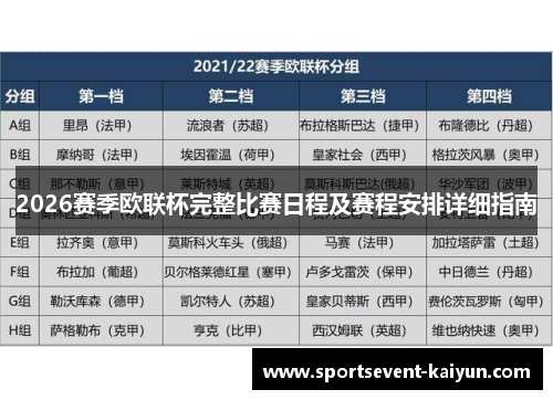 2026赛季欧联杯完整比赛日程及赛程安排详细指南
